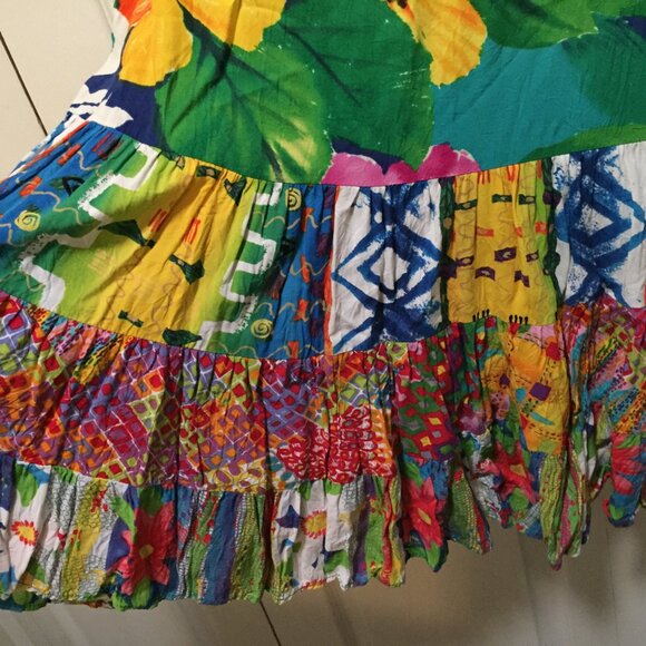 Jam’s World Hattie Dress Hibiscus Floral Mini Hawaiian Pullover Tiered S… - Picture 3 of 6